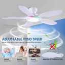 Kviflon 52 Inch Ceiling Fans with Lights and Remote/APP Control, Low Profile Ceiling Fans with Dimmable White + RGB Ring Lights, 6 Speeds 5 Curved Blades for Kids Room Bedroom Bar, White