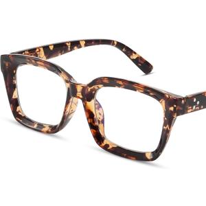 IBOANN Oversized Blue Light Glasses for Woman, Funky Fashion Glasses With Preppy Look, Eye Strain Computer Glasses (Medium, Coco Tortoise)