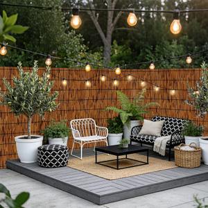 Bamboo Reed Fence Roll,Decorative Reed Fencing 4ft High Roll Reed Screen,Balcony Reed Fence Bamboo Screen Fencing for Outdoor Backyard Patio (4X6.6FT)