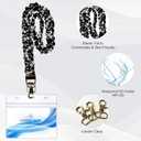 Lanyardio Stretchy Scrunchie Lanyard for ID Badges Keys, Cute Teacher Lanyard for Women with 2 Card Holders 19.6 Inch (Skeleton)