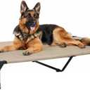 Veehoo Outdoor Elevated Dog Bed Large Sized Dogs, XL Cooling Raised Dog Cots Beds Training Platform Off Ground Hammock with Breathable Mesh, No-Slip Feet, 49"x33", Beige Coffee