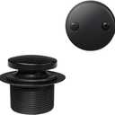 Westbrass D93-2-62 1-1/2" Tip-Toe Bathtub Drain Plug Trim Set with Two-Hole Overflow Faceplate, Matte Black, 1 Count (Pack of 1)