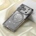 Misscase Magnetic Glitter Case for iPhone 17 Pro Max 6.9 Inch, Camera Protection, Compatible with MagSafe, Rectangle Cute Bling Sparkle Diamond Colorful Phone Cover, Drop-Tested & Shockproof-Black