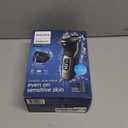 Philips Norelco Shaver 3900 Series, Wet and Dry Electric Shaver, P-Cap, Travel Pouch, Charging Stand, Storm Blue, Model S3341/92 (Silver New)