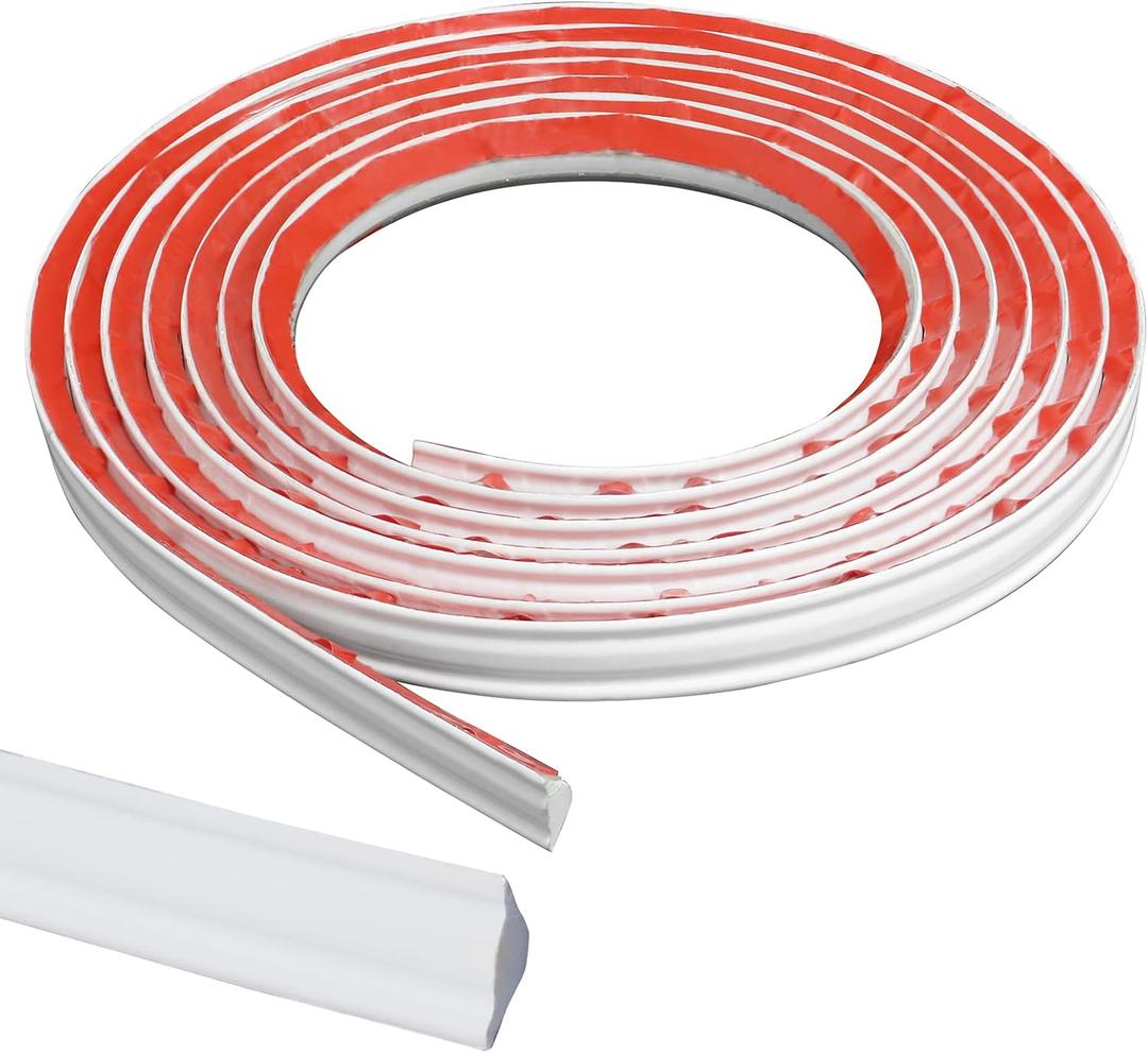 Flexible Trim Caulk Strip, 3/4 Inch Peel and Stick Trim for Molding, Floor, Tile Edge, Countertop, Backsplash, Ceiling, Wall Corner, Baseboard(10FT White)