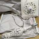 Floor Lamp for Living Room, Vintage Standing Lamp with Nightlight, 65" Tall Lamp with White Linen Shade, Farmhouse Rustic Floor Lamp for Bedroom, Office, Corner (LED Bulb Included) (Washed White-No Tray)