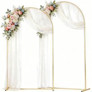 (7.2FT, 6FT) Gold Metal Arch Backdrop Stand for Weddings, Birthdays & Garden Decor, Semicircle Frame, Sturdy Powder-Coated Metal, Easy to Assemble, Indoor & Outdoor Use