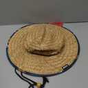NFL Team Logo Americana Floral Lifeguard Beach Straw Sun Hat (Beige, M)