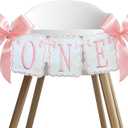 Pink and White Bow First Birthday High Chair Banner Pink Bow One High Chair Garland for Girls Sweet One Party Supplies Photo Prop