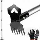 60" Weed Puller Tool with Long Handle, 2-in-1 Weed Rake & Garden Hoe, Stand Up Weeding Tools Gardening, Heavy Duty Steel Weeder Tool, Manual Uprooting Weed Remover Tool for Yard, Lawn, Patio, Garden
