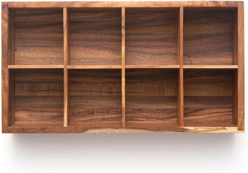 Ironwood Cornwall Tea Box, 8 Compartment Tea Organizer, Acacia Wood