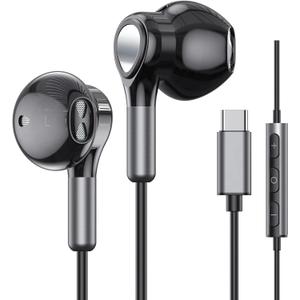 USB C Headphones for Samsung Galaxy S26 S25 S24 S23 S22 S21 S20 A56 A17 A16 Wired USB C Earbuds with Mic Volume Control Earphones USB Type C Headphones for iPhone 17 16 15 Pro Max Plus iPad 10 Pixel