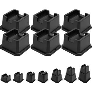 shouwuhho Bed Risers 2 inch, Furniture Risers Elevation in Heights 2 Inch Heavy Duty, Bed Lift Risers for Caster Wheels or Posts of Bed Table Couch, Support up to 6000 lbs, Black, 6 Pack