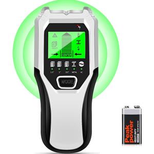 Stud Finder Wall Scanner 5 in 1 Multifunctional Upgraded Smart Wall Scanner, Stud Sensor Beam Detector with Battery for Wood Metal and AC Wire Detection, Comes with HD LCD Display and Audio Alarm (Green)