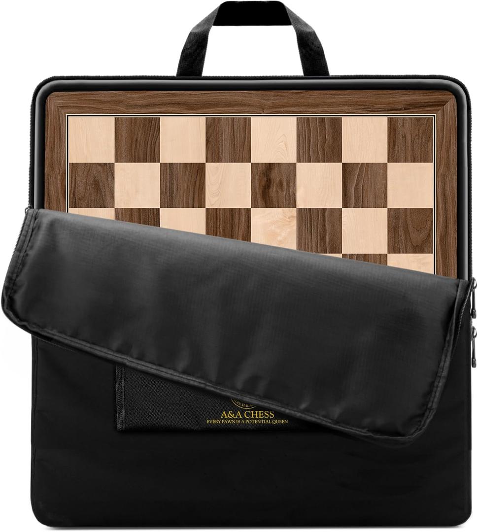 A&A 21.25" Professional Wooden Tournament Chess Board/African Palisander & Maple Inlay / 2.25" Squares w/o Notation