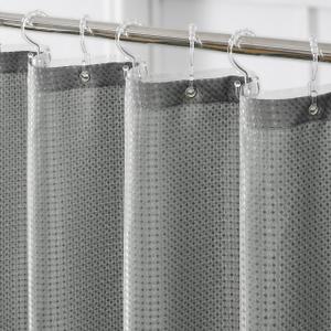 QiyI 3 in 1 Waffle Shower Curtain Set with Liner, Grey, 72 x 84