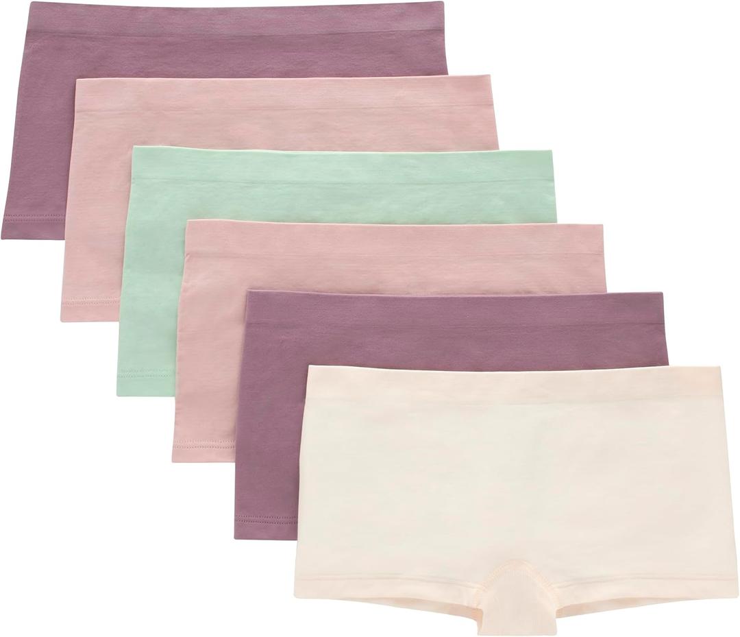 Hanes Tween Girls Underwear, Seamless Girls Panties, Boyshort & Hipster, Assorted Colors, 6-Pack (Medium, Ivory/Mint/Pink/Plum - 6 Pack)