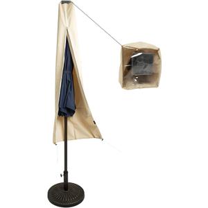C-Hopetree Patio Umbrella Cover for 7ft to 11ft Solar LED Outdoor Market Umbrellas, Waterproof, with Zipper and Rod, Beige