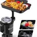 DYLEN Car Cup Holder Tray, Cup Holder Expander Adapter for Car, 9.5 Detachable Car Food Tray Table for Eating, Road Trip Essentials Fits Yeti, Hydro Flask 16-46 oz