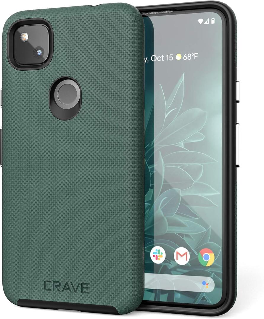 Crave Pixel 4a Case, Dual Guard Protection Series Case for Google Pixel 4a - Forest Green