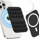 2 x Patented Magnetic Sticky Phone Suction Grip Mount for MagSafe Case,Magnet Silicone Portable Stand Holder for iPhone 16/15/14/13/12 Series and Android, Hands-Free Selfies and Videos (Black)