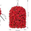 HyeFlora 4pcs Artificial Flowers for Outdoors Fake Pansy with Hanging Basket UV Resistant Silk Spring Faux Flowers for Outside Front Door Porch Yard (Red)