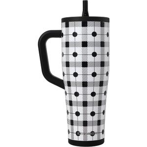 Ice Shaker 40 oz Tumbler with Handle and Straw | 40oz Check Me | Cold for 30+ Hours | 2-in-1 Tumbler Shaker Bottle | Odor-Free 40 ounce Bottle for Water, Protein Shakes, Smoothies, Cocktails
