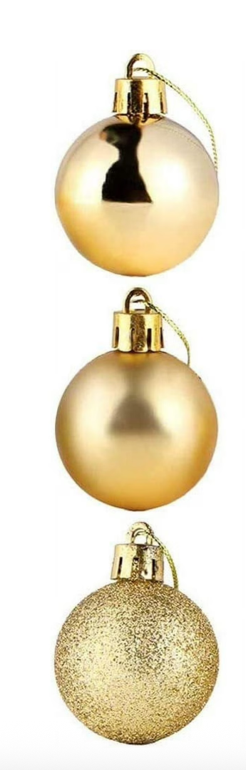 25 Pcs Mini Christmas Balls Ornaments Set 0.79 Inch Christmas Day Ball Topper Star Tree Hanging Ornaments for Party Decoration, Yellow