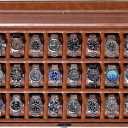 ROTHWELL 24 Slot Watch Case with Lock  Luxury Watch Box to Display and Organize Your Collection | Real Glass Top | Premium Storage for Collectors (Tan/Brown)