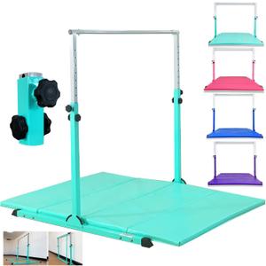MARFULA Gymnastic Bar with 4 ft Inner Width 5 ft Adjust Height for Kids Kip Bar with 350 lbs Gymnastic Training Equipment for Kids 3-15 Years Home and Club Use, 4Ft Base Length + 5Ft Height