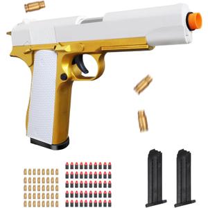 Soft Bullet Toy Gun Pistol with Shell Ejecting for Outdoor/Indoor Shooting Games Toys, Fake Gun Prop for Halloween Costume, Educational Play Toy Guns Model(Gold), Christmas/Birthday Gifts