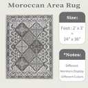 SERISSA 2x3 Washable Small Entry Rug,Soft Non Slip Indoor Boho Throw Rug for Entryway Kitchen Bedroom Dorm Bedside Front Door,Moroccan Geometric Carpet,Dark Grey