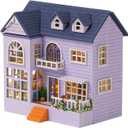 CUTEROOM Dollhouse Miniature with Furniture, DIY Wooden Dollhouse Kit Plus LED Lights, Creative Room for Valentine's Day Gift Idea (D032)