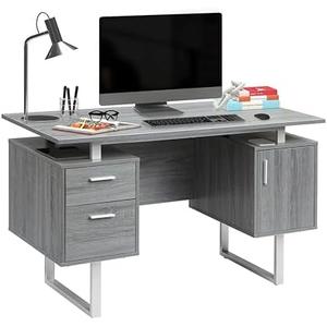 Techni Mobili Modern Office Desk with Storage, Gray