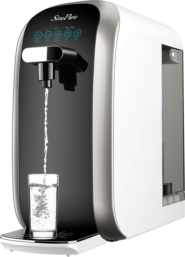 SimPure Y7P-BW UV Countertop Reverse Osmosis Water Filter, NSF/ANSI 58 Certified, 5 Stage RO Water Filtration System, Water Purifier for Home, 4: 1 Pure to Drain, BPA Free (No Installation Required)