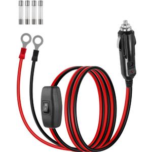 RIIEYOCA 12V 24V Cigarette Lighter Male Plug to O-Ring Terminal Extension Cord,16 AWG Heavy Duty 15A Car Cigarette Lighter Replacement Power Cable with On/Off Switch for Cars,Boats(1M/3.3FT)