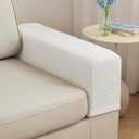 Yoovat Couch Arm Covers Sofa Arm Cover armrest Covers for Sofa Couch Armrest Cover Chair Arm Cover Set of 2 (Texture-Ivory White, Medium (Set of 2))