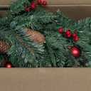KING BIRD 2 Set 30 Inch Outdoor Christmas Tree, Pre-Lit LED Christmas Porch Decorations Outdoor Tree, 260 Branch Tips Lush, Pine Cones, Red Berries and Red Ball