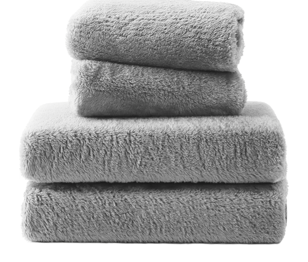 Fleece Fitted Sheet,3-Piece Set,Cozy and Luxury Queen Fitted Bed Sheet with 15 Inch Deep Pocket-Includes One Dark Gray Fitted Sheet, Two 20 * 30" Pillowcases (Dark Gray, Queen)