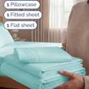 Twin Size 3 Piece Sheet Set - Comfy Breathable & Cooling Bed Sheets Set - Hotel Luxury Bedding for Women, Men, Kids, Teens, Boys & Girls - Deep Pockets, Ultra-Soft, Wrinkle Free - Oeko-Tex - Spa Blue