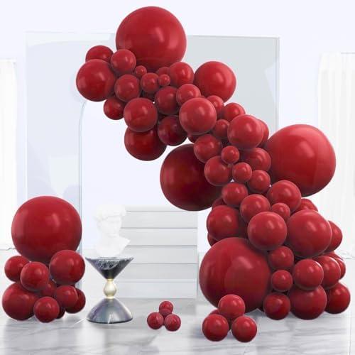 PartyWoo Burgundy Balloons 140 pcs Different Sizes of 18 12 10 5 Inch Dark Chestnut Red Maroon Balloon Arch Kit Garland for Birthday Graduation Anniversary Cherry Casino Party Decorations Red-Y62