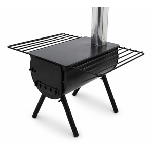 Camp Chef Alpine CS14 Heavy Duty Cylinder Tent Cabin Stove with damper and side shelves (Black)