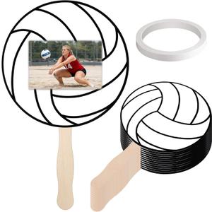 Novabright 12 Pcs Volleyball Fans Volleyball Picture Frame Fans Handle Double Sided Photo Props Blank DIY Photo Frame for High School College Sports Theme Party Favor