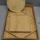 PAFREWOG Bamboo Serving Tray Dinner Plates Cheese Board 16.5"x11.8"42x30cm with Handle, Set Includes 1xHexagon 12.5"(32cm)+1xSquare 7.8"(20cm)+1xCircle 7.8"(20cm)