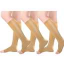 Compression Socks 3 Pairs - Open-Toe Toeless Compression Socks for Women and Men(Nude - 3 Pairs, L/ XL)