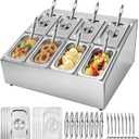 8 Pans Pizza Topping Station Stainless Steel Topping Container