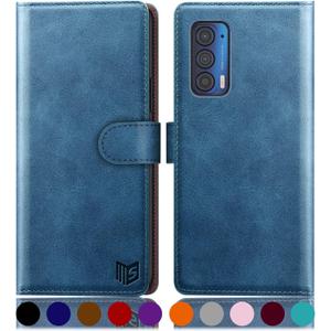 SUANPOT for Motorola Moto Edge 5G UW/Edge 2021 Wallet caseRFID BlockingCredit Card Holder,Flip Folio Book PU Leather Phone case Shockproof Cover Women Men for Moto Edge 5G UW/Edge 2021case(Sky Blue)