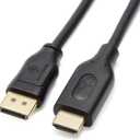 2 pack Amazon Basics DisplayPort to HDMI Cable, Uni-Directional, 4K@30Hz, 1920x1200, 1080p, Gold-Plated Connectors for Enhanced Picture Quality and Sound, 6 ft, Black