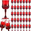 Pinkunn 50 Pcs 7 OZ Plastic Vintage Wine Glasses Reusable Colored Goblets Patterned Drinking Glasses Cup Dishwasher Safe for Wedding Reception Party Supplies (Red)