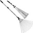 TABOR TOOLS Adjustable Metal Rake - Collapsible & Telescopic - Garden, Yard, & Lawn - Ideal for Leaves, Shrubs & Small Areas. J16A